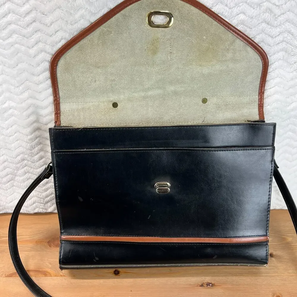 Vintage French Saddle Leather Briefcase Satchel Le Déco Professor Document Bag